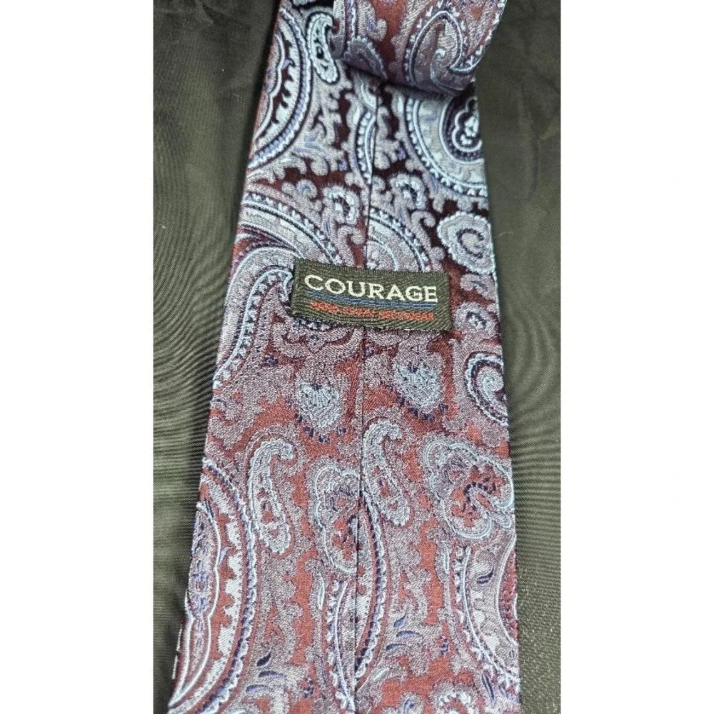 Courage Men's Silk Tie Paisley Purple Maroon Blue Necktie Classic Pattern